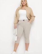 bh forever Pantaloni bej 3/4 cu elastic în talie și șnur decorate cu zirconii Nazairia