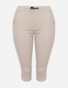 bh forever Pantaloni bej 3/4 cu elastic în talie și șnur decorate cu zirconii Nazairia