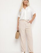 bh forever Pantaloni Bej deschis cu bandă elastică lată în talie și curea din material textil Janani