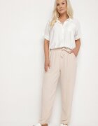 bh forever Pantaloni Bej deschis cu bandă elastică lată în talie și curea din material textil Janani
