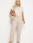 bh forever Pantaloni bej deschis cu in și elastic în talie Nativena