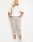 bh forever Pantaloni Bej deschis cu Vâscoză și Nasturi Decorativi Lireza