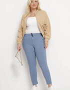 bh forever Pantaloni casual albaștri cu bandă elastică în talie și șnururi decorative Penderia