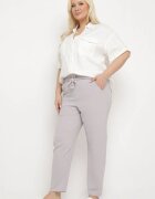 bh forever Pantaloni Regular Gri deschis Cu cordon în talie Stil Paperbag Tamburia
