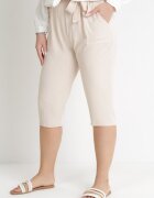 bh forever Pantaloni scurți bej deschis cu lungimea sub genunchi cu elastic în talie și șnur Gentria