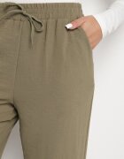bh forever Pantaloni Verde închis Larghi cu Elastic în Talie cu Lanț Decorativ Istaria