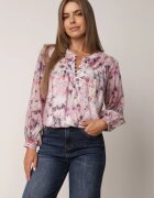 bisou's project Bluză roz de Viscoză cu Mâneci Largi cu Imprimeu Abstract Nimerissa