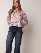 bisou's project Bluză roz de Viscoză cu Mâneci Largi cu Imprimeu Abstract Nimerissa