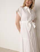 bibous project Rochie Albă de bumbac cu model ajurat și cu cordon legat Kelilena
