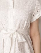 bibous project Rochie Albă de bumbac cu model ajurat și cu cordon legat Kelilena