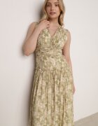 bisou's project Rochie Evazată Verde-Bej cu Elastic în Talie cu Bretele Groase Ketta