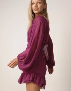 bibous project Rochie Violetă Evazată cu Volan Harlin