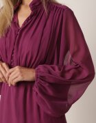 bibous project Rochie Violetă Evazată cu Volan Harlin