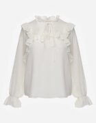 bisou's project Bluză Albă Romantică cu Volane și Legătură la Decolteu Zeaniyana