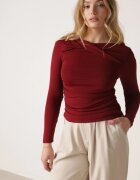 bisou's project Bluză Bordeaux Îmcrețită cu Mânecă Lungă și Detaliu la Decolteu Estellana