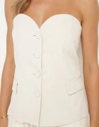 bisou's project Bluză Top tip corset Bej închisă cu nasturi cu buzunare decorative Nevovia
