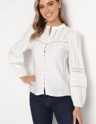 bisou's project Cămașă albă din viscoză cu panglici de dantelă și guler tunica Versa