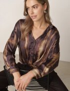 bisou's project Cămașă Maro cu Drapaj în Partea de Jos și Mâneci Suflecate Estiria