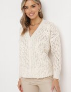bisou's project Cardigan Bej deschis cu Broderie ajurată Ortentia