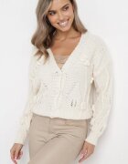 bisou's project Cardigan bej deschis tricotat cu nasturi
