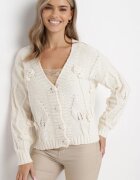 bisou's project Cardigan bej deschis tricotat cu nasturi