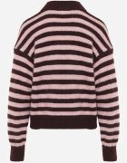 bisou's project Cardigan clasic cu dungi cu amestec de lână închis cu nasturi Migdalle Bordo