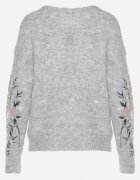 bisou's project Cardigan Gri deschis cu amestec de lână Decorat cu paiete și broderie florală Issadel