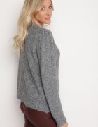 bisou's project Cardigan Gri închis deschis din lână decorat cu zirconii și fundițe Izalaira