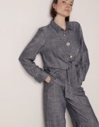 bisou's project Compleu Albastru cu In și Viscoză Pantaloni Largi și Cămașă cu Cordon Ravilith