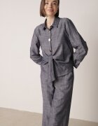 bisou's project Compleu Albastru cu In și Viscoză Pantaloni Largi și Cămașă cu Cordon Ravilith