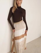 bisou's project Fustă Bej cu Pliuri Delicate Talie Elastică și Model Geometric Iolantha