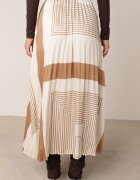 bisou's project Fustă Bej cu Pliuri Delicate Talie Elastică și Model Geometric Iolantha