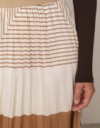 bisou's project Fustă Bej cu Pliuri Delicate Talie Elastică și Model Geometric Iolantha