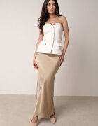bisou's project Fustă Bej de Satin Maxi Shapas