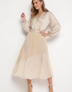 bisou's project Fustă Bej Plisată Maxi cu curea de material textil cu cataramă a Elenei
