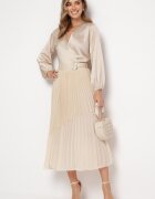 bisou's project Fustă Bej Plisată Maxi cu curea de material textil cu cataramă a Elenei