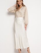 bisou's project Fustă Maxi de satin Bej deschis Shapas