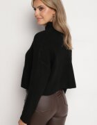 bisou's project Maletă Negru cu Lână și Floare Decorativă cu Paiete 3D Falimi
