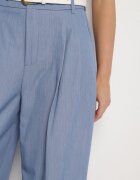 bisou's project Pantaloni Albaștri Largi De Costum din Viscoză Decorați cu Pliuri Galomira