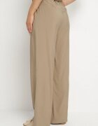 bisou's project Pantaloni Bej croi de costum cu picior larg și talie înaltă Efrimera