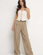 bisou's project Pantaloni Bej croi de costum cu picior larg și talie înaltă Efrimera