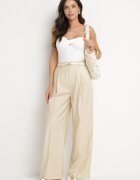 bisou's project Pantaloni bej deschis cu croi tip costum cu picior larg și talie înaltă Efrimera