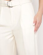 bisou's project Pantaloni bej deschis largi și cu curea din material textil cu cataramă metalică Sintia