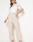 bisou's project Pantaloni de costum bej cu talie înaltă și cu picioare largi Cerda