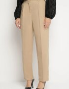 bisou's project Pantaloni de costum largi bej cu buzunare Vireal