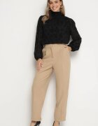 bisou's project Pantaloni de costum largi bej cu buzunare Vireal