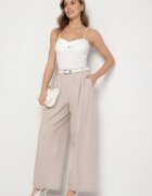 bisou's project Pantaloni de Costum Largi Bej deschis cu Vâscoză Decorați cu Pliuri Galomira