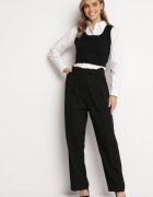 bisou's project Pantaloni de costum negri cu talie înaltă și croială largă Cerda