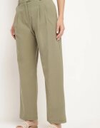bisou's project Pantaloni de costum Verzi Largi din Bumbac Alefia