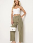 bisou's project Pantaloni de costum Verzi Largi din Bumbac Alefia